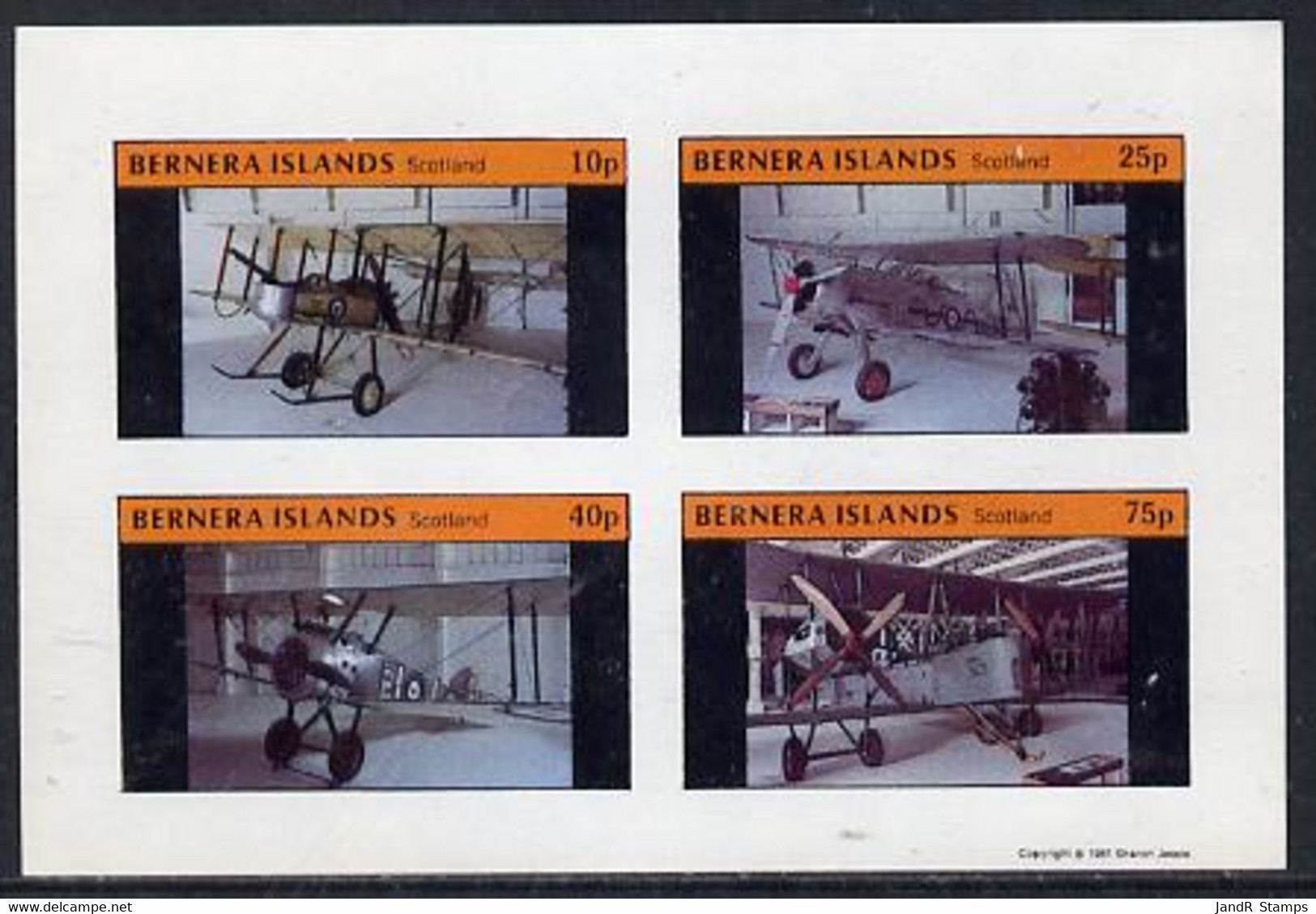 Bernera 1981 Museum Aircraft Imperf  Set Of 4 Values (10p To 75p) MNH - Local Issues