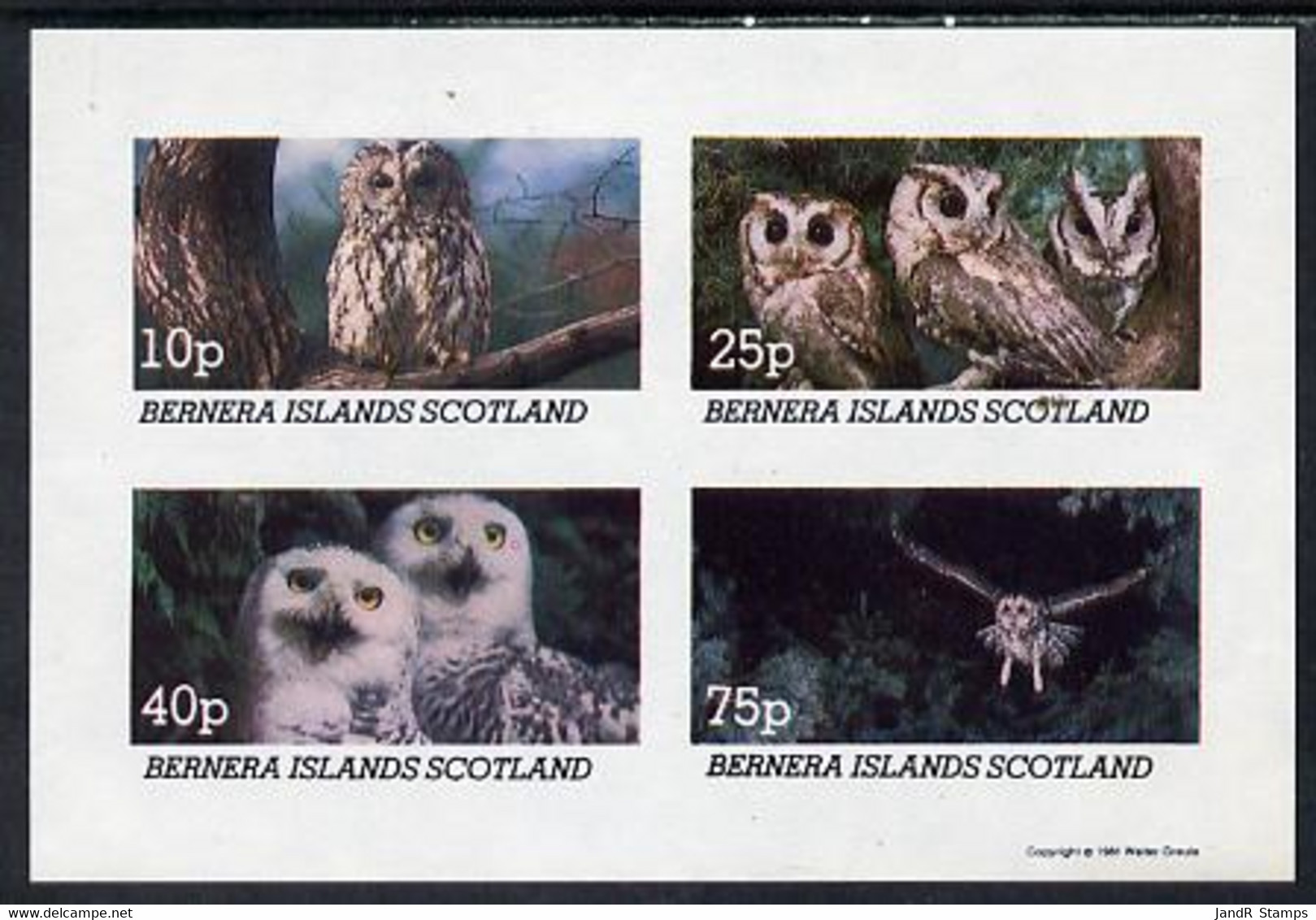 Bernera 1981 Owls Imperf Set Of 4 Values (10p To 75p) MNH - Local Issues
