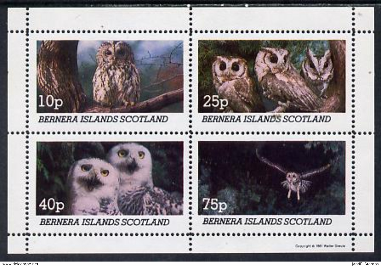 Bernera 1981 Owls Perf Set Of 4 Values (10p To 75p) MNH - Local Issues