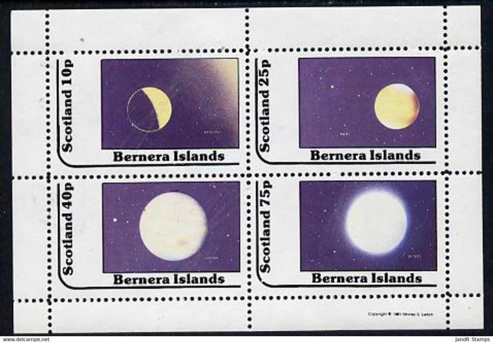 Bernera 1981 Planets (Mercury, Mars, Jupiter & Venus) Perf  Set Of 4 Values (10p To 75p) MNH - Local Issues