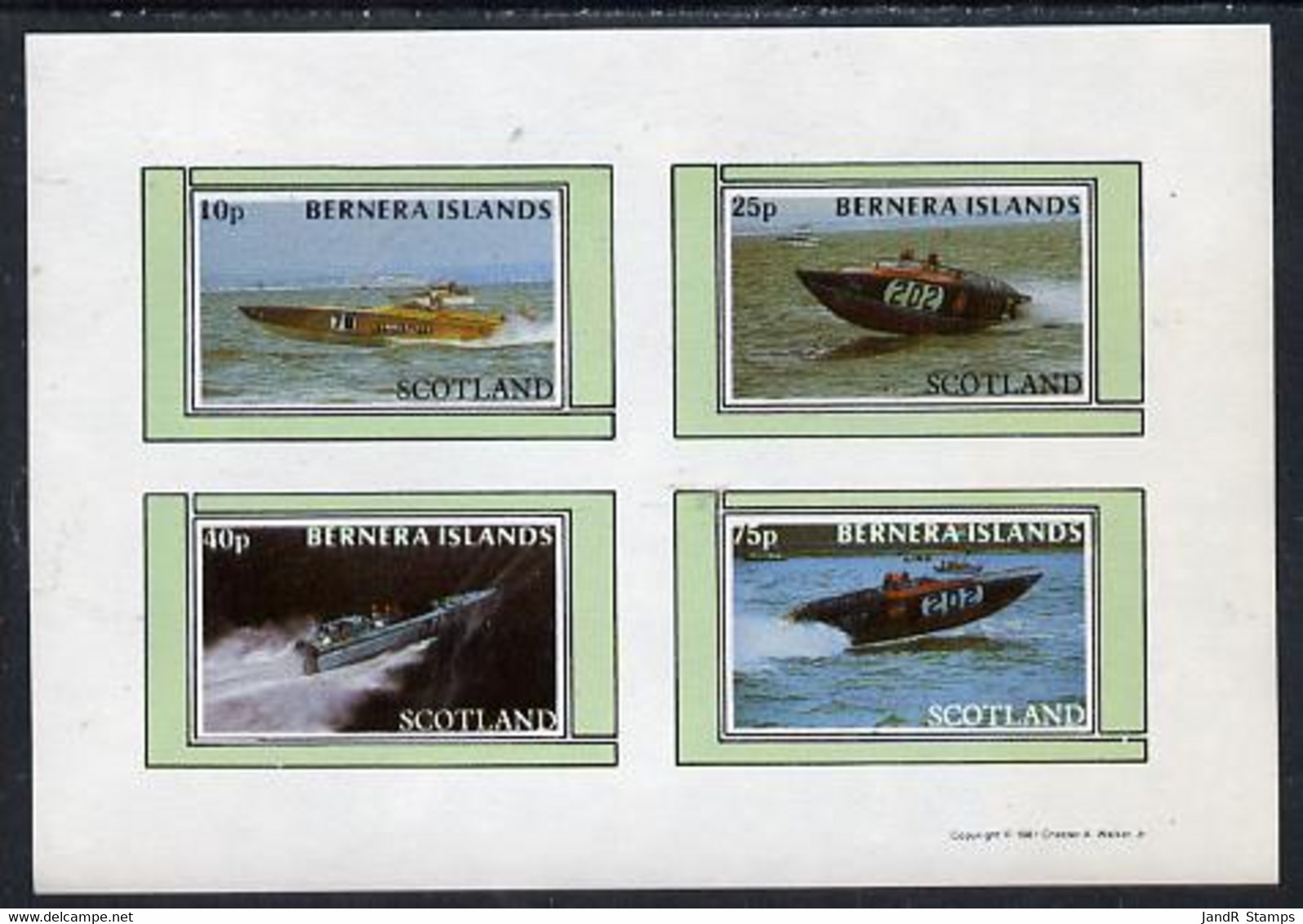 Bernera 1981 Power Boats Imperf  Set Of 4 Values (10p To 75p) MNH - Local Issues