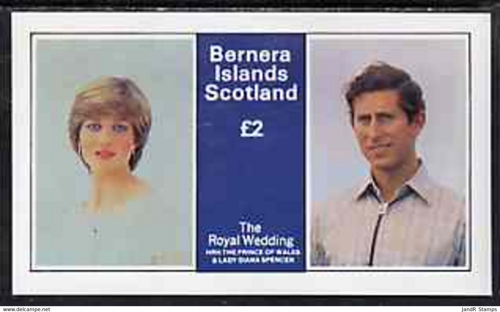 Bernera 1981 Royal Wedding �2 Imperf Deluxe Sheet (Charles & Diana) MNH - Local Issues