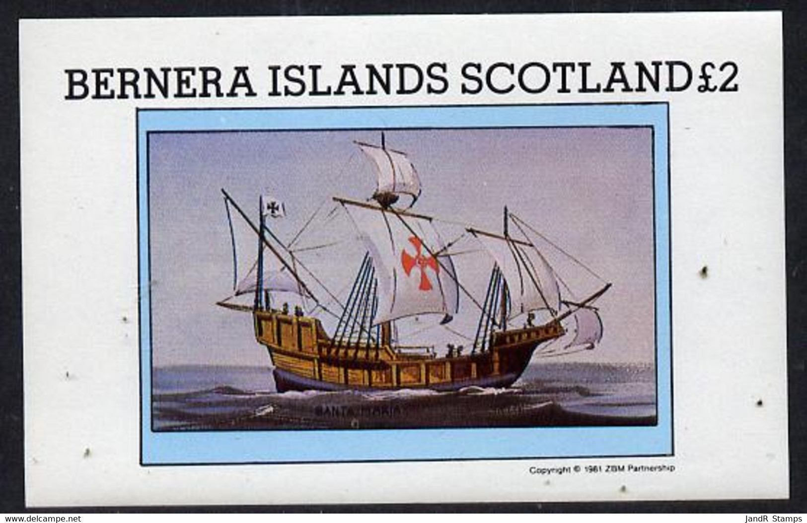 Bernera 1981 Santa Maria Imperf Deluxe Sheet (�2 Value) MNH - Local Issues