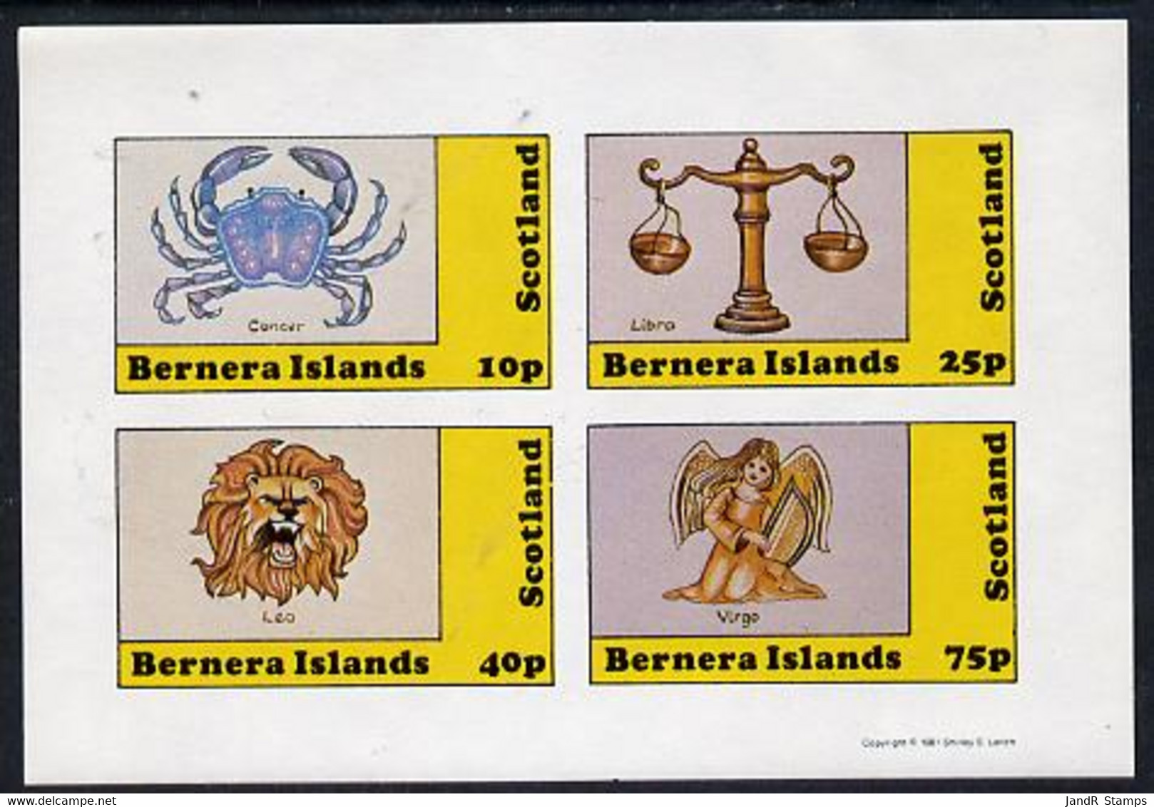 Bernera 1981 Signs Of The Zodiac (Cancer, Libra, Leo & Virgo) Imperf  Set Of 4 Values (10p To 75p) MNH - Local Issues