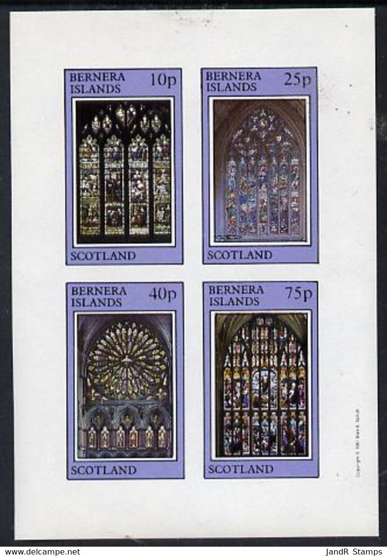 Bernera 1981 Stained Glass Church Windows Imperf  Set Of 4 Values (10p To 75p) MNH - Local Issues