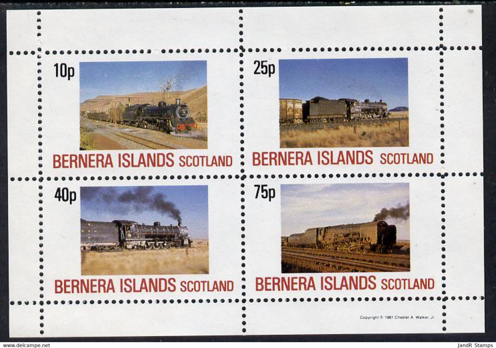 Bernera 1981 Steam Locos #02 Perf  Set Of 4 Values (10p To 75p) MNH - Local Issues