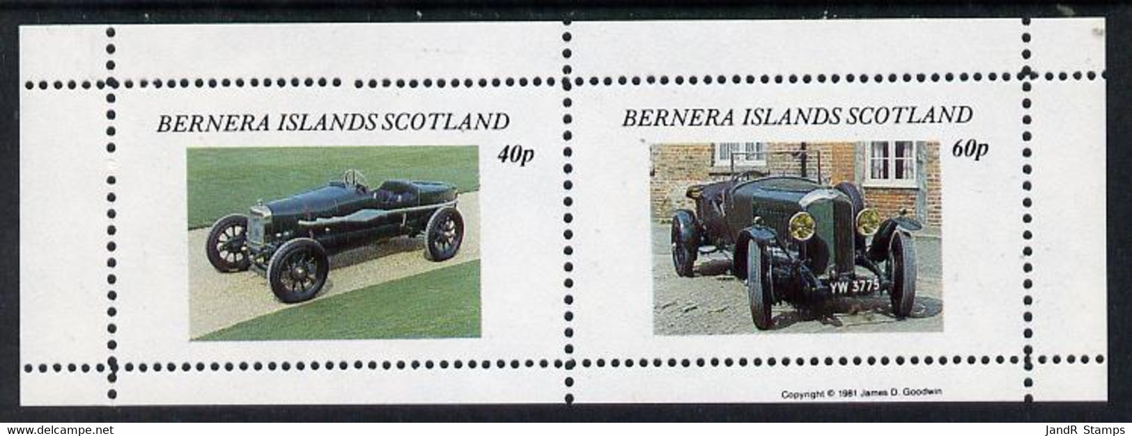 Bernera 1981 Vintage Cars Perf  Set Of 2 Values (40p & 60p) MNH - Local Issues