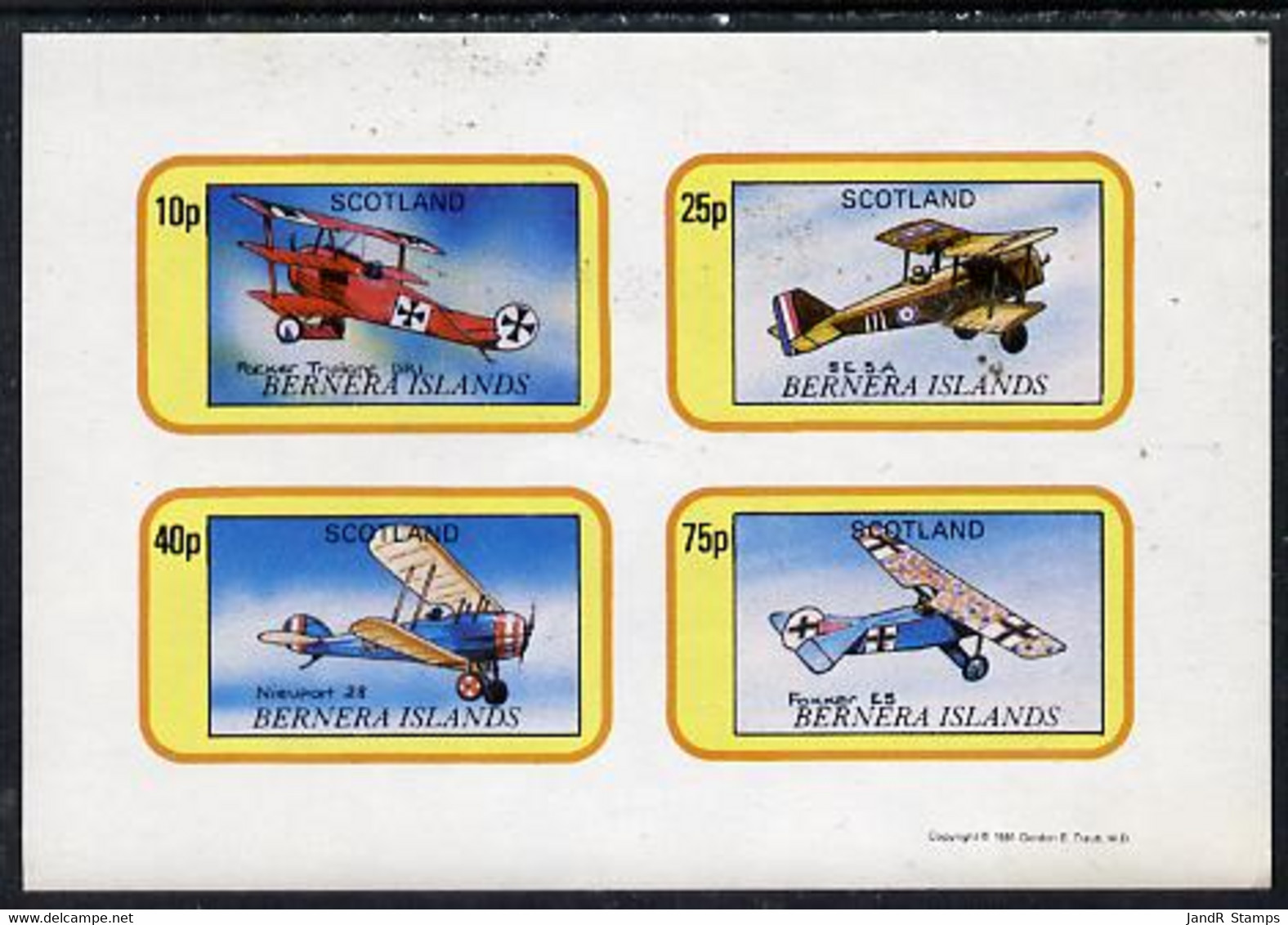 Bernera 1981 WWI Aircraft Imperf  Set Of 4 Values (10p To 75p) MNH - Local Issues