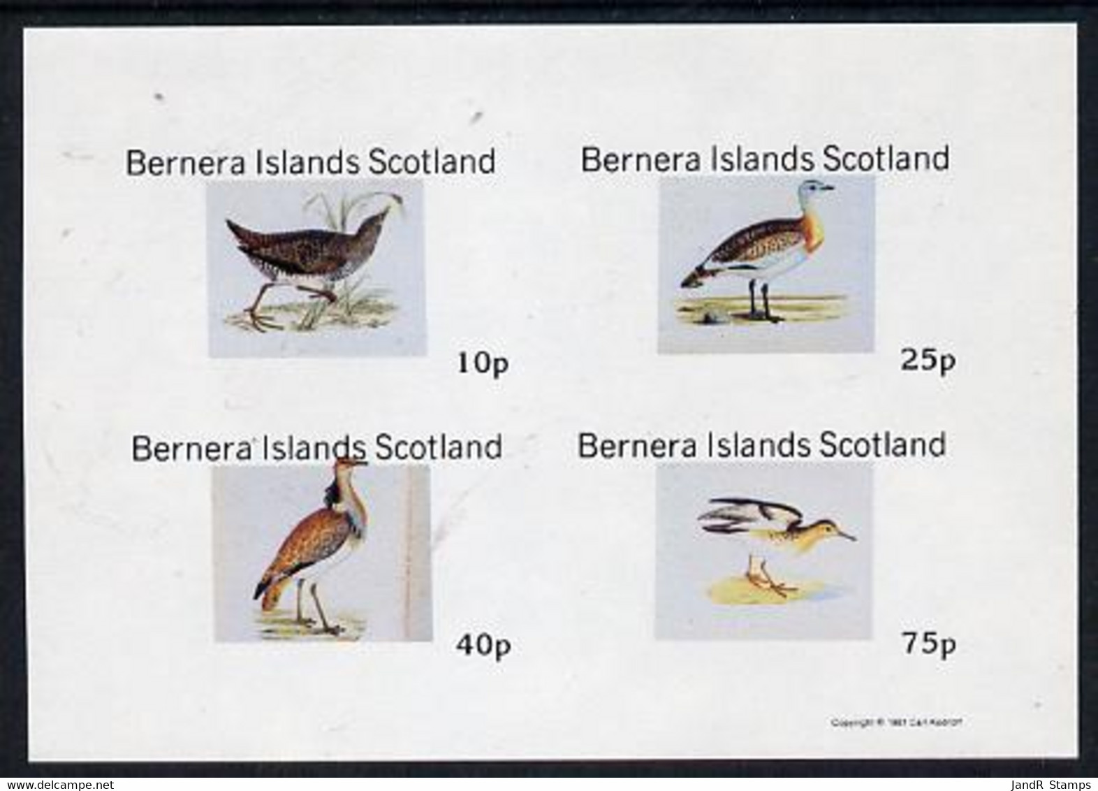 Bernera 1981 Waders Imperf  Set Of 4 Values (10p To 75p) MNH - Local Issues