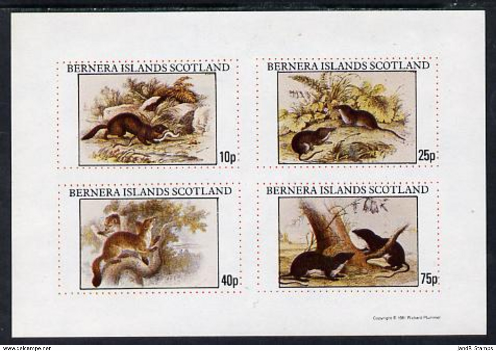 Bernera 1981 Woodland Wildlife Imperf Sheetlet Containing Set Of 4 Values MNH - Local Issues