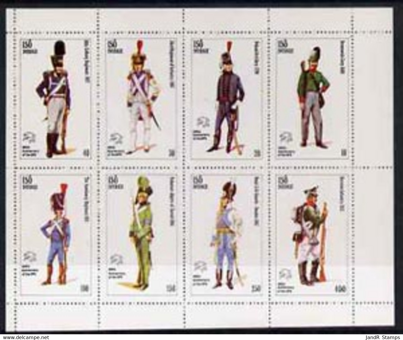 Iso - Sweden 1974 Centenary Of UPU (Military Uniforms) Complete Perf Set Of 8 Values MNH - Local Post Stamps