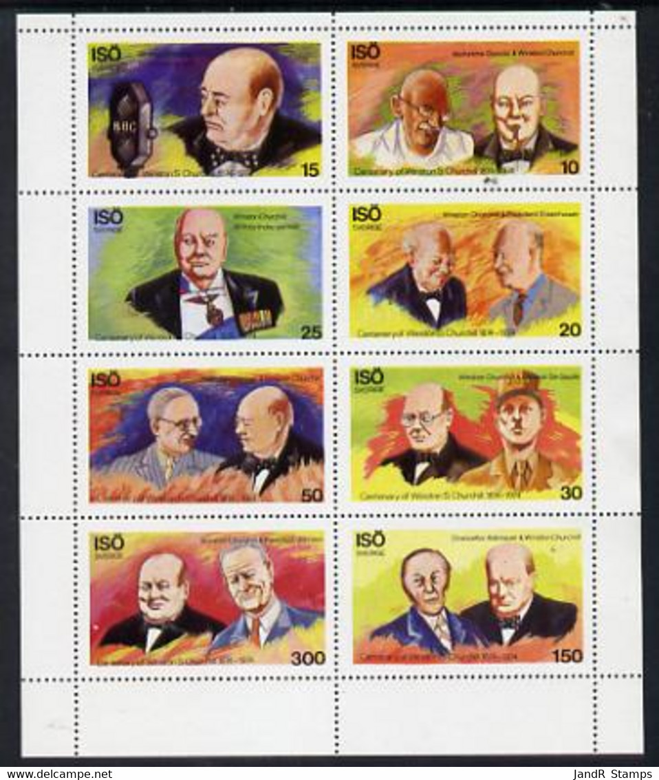 Iso - Sweden 1974 Churchill Birth Centenary Perf Sheetlet Containing Complete Set Of 8 Values (10 To 300) MNH - Local Post Stamps