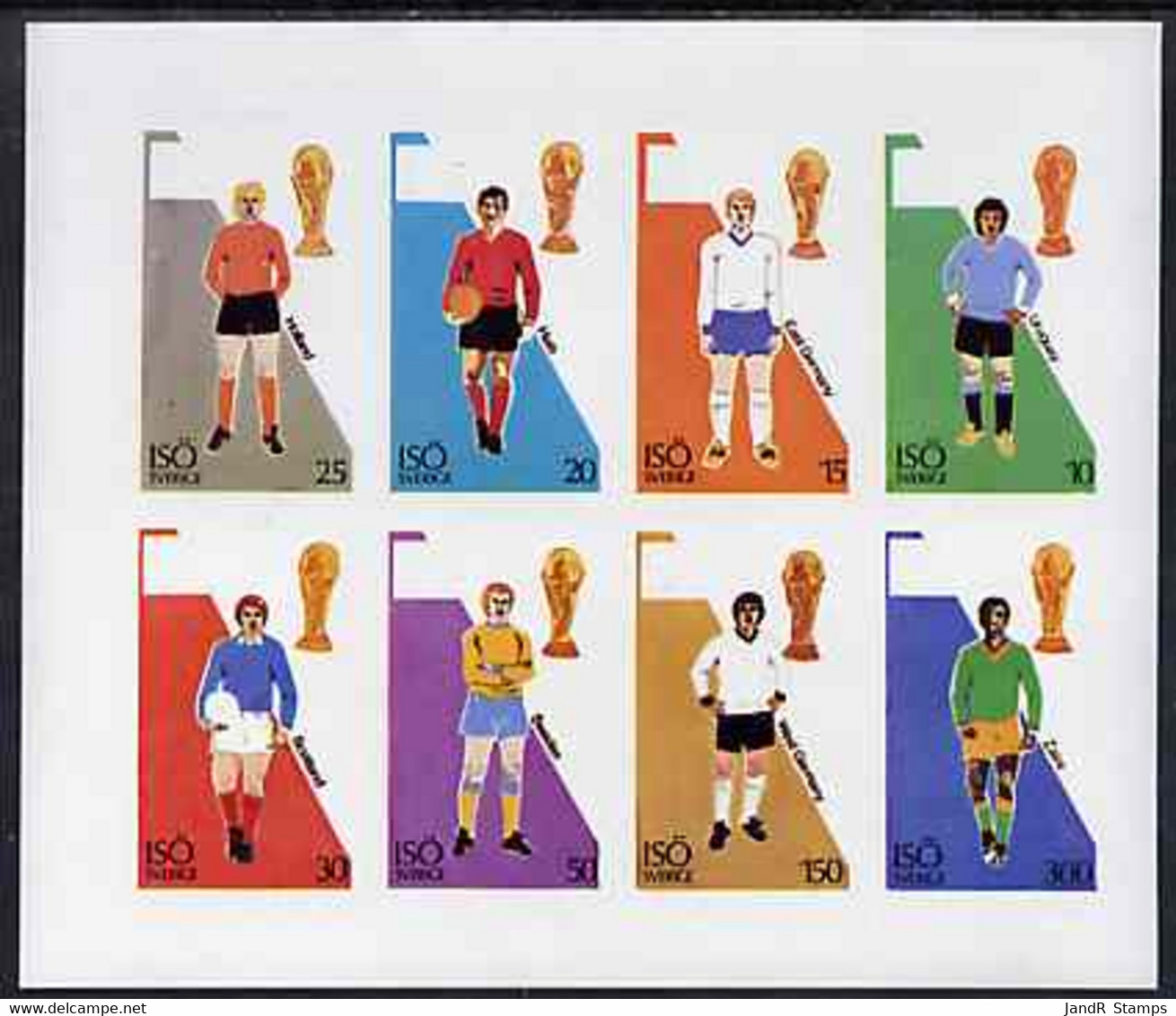 Iso - Sweden 1974? Football World Cup Imperf Sheetlet Containing Set Of 8 Values MNH - Local Post Stamps