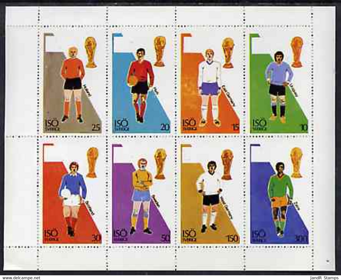 Iso - Sweden 1974? Football World Cup Perf Sheetlet Containing Set Of 8 Values MNH - Local Post Stamps