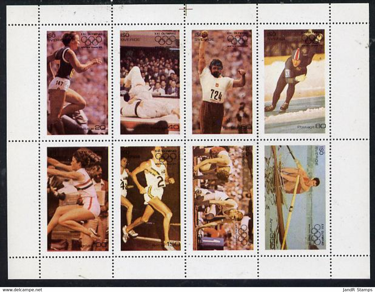 Iso - Sweden 1976 Montreal Olympic Games Perf  Set Of 8 Values (20 To 350) MNH - Emisiones Locales