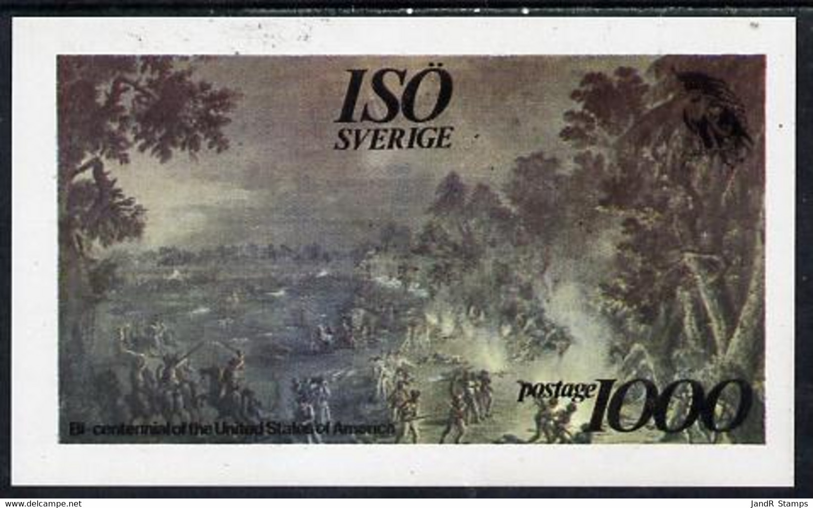 Iso - Sweden 1976 USA Bicentenary (Painting Of Battle) Imperf Deluxe Sheet (1000 Value) MNH - Emisiones Locales