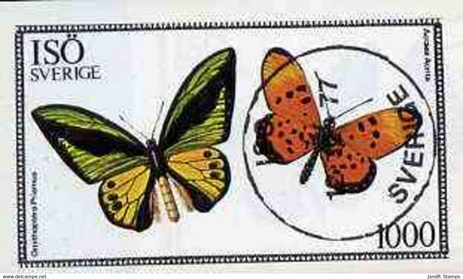 Iso - Sweden 1977 Butterflies Imperf M/sheet (1000 Value) Cto Used - Emisiones Locales