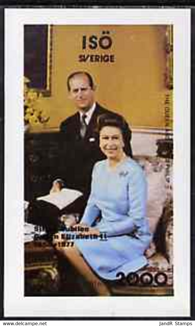 Iso - Sweden 1977 Silver Jubilee Imperf Deluxe Sheet (The Queen & Duke) MNH - Emisiones Locales