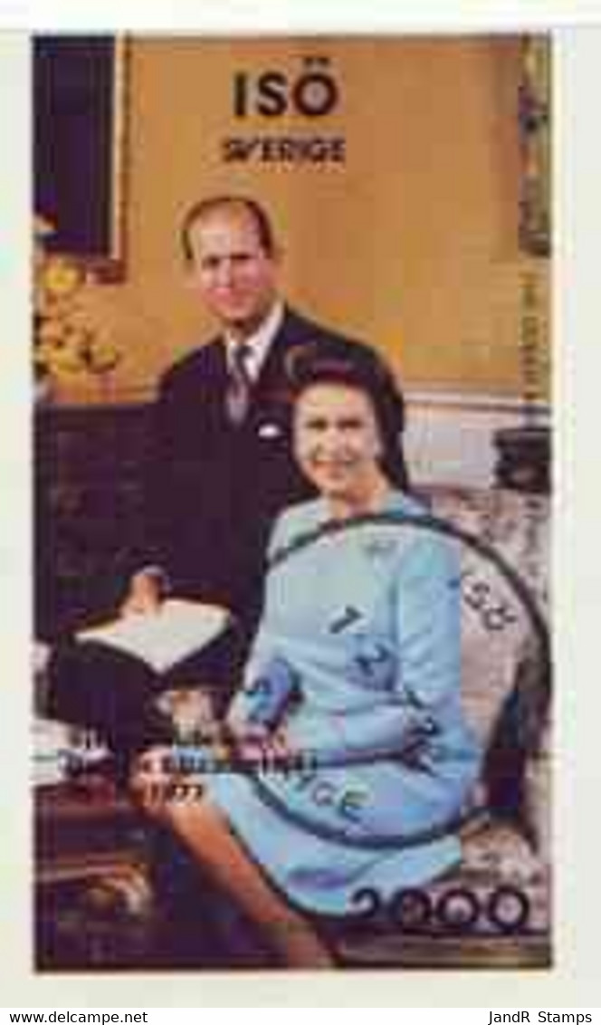 Iso - Sweden 1977 Silver Jubilee Imperf Souvenir Sheet (The Queen & Duke) Cto Used - Local Post Stamps