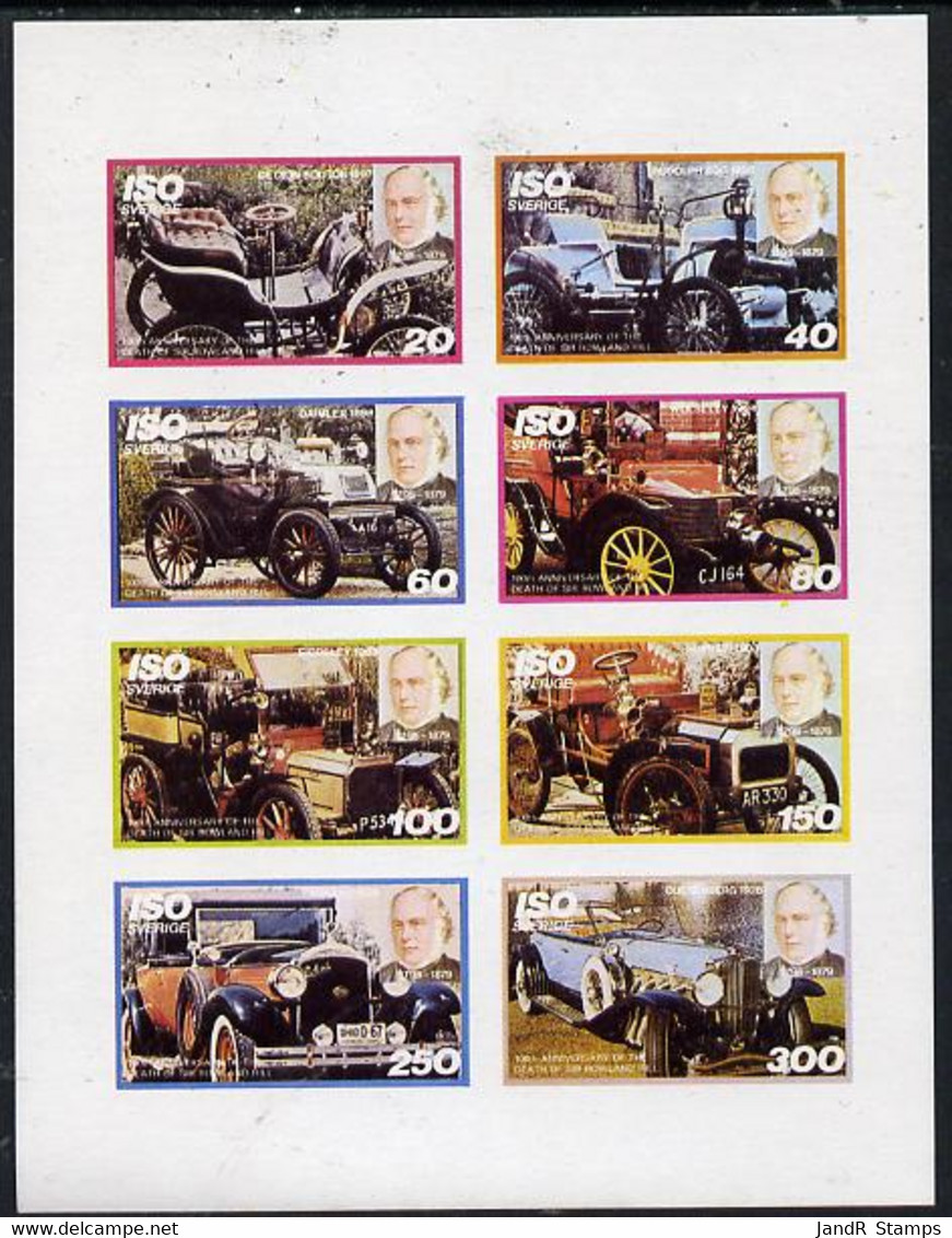 Iso - Sweden 1979 Rowland Hill (Cars) Imperf  Set Of 8 Values (20 To 300) MNH - Emisiones Locales