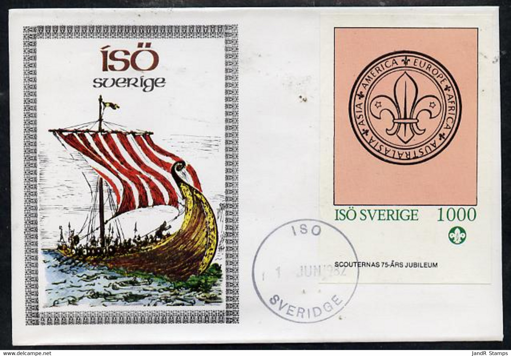 Iso - Sweden 1982 75th Anniversary Of Scouting Imperf Deluxe Sheet (1000 Value Showing Scout Badge) On Cover With First - Emisiones Locales