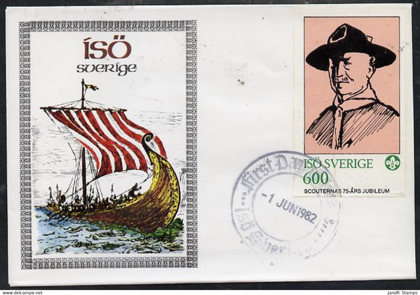 Iso - Sweden 1982 75th Anniversary Of Scouting Imperf Souvenir Sheet (600 Value Showing Baden Powell) On Cover With Firs - Ortsausgaben