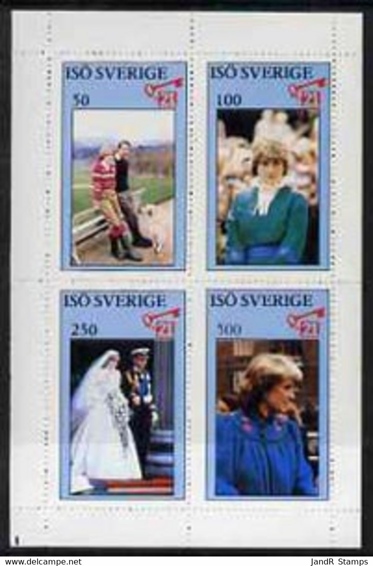 Iso - Sweden 1982 Princess Di's 21st Birthday Perf Sheetlet Containing Complete Set Of 4 Values (50 To 500) MNH - Ortsausgaben