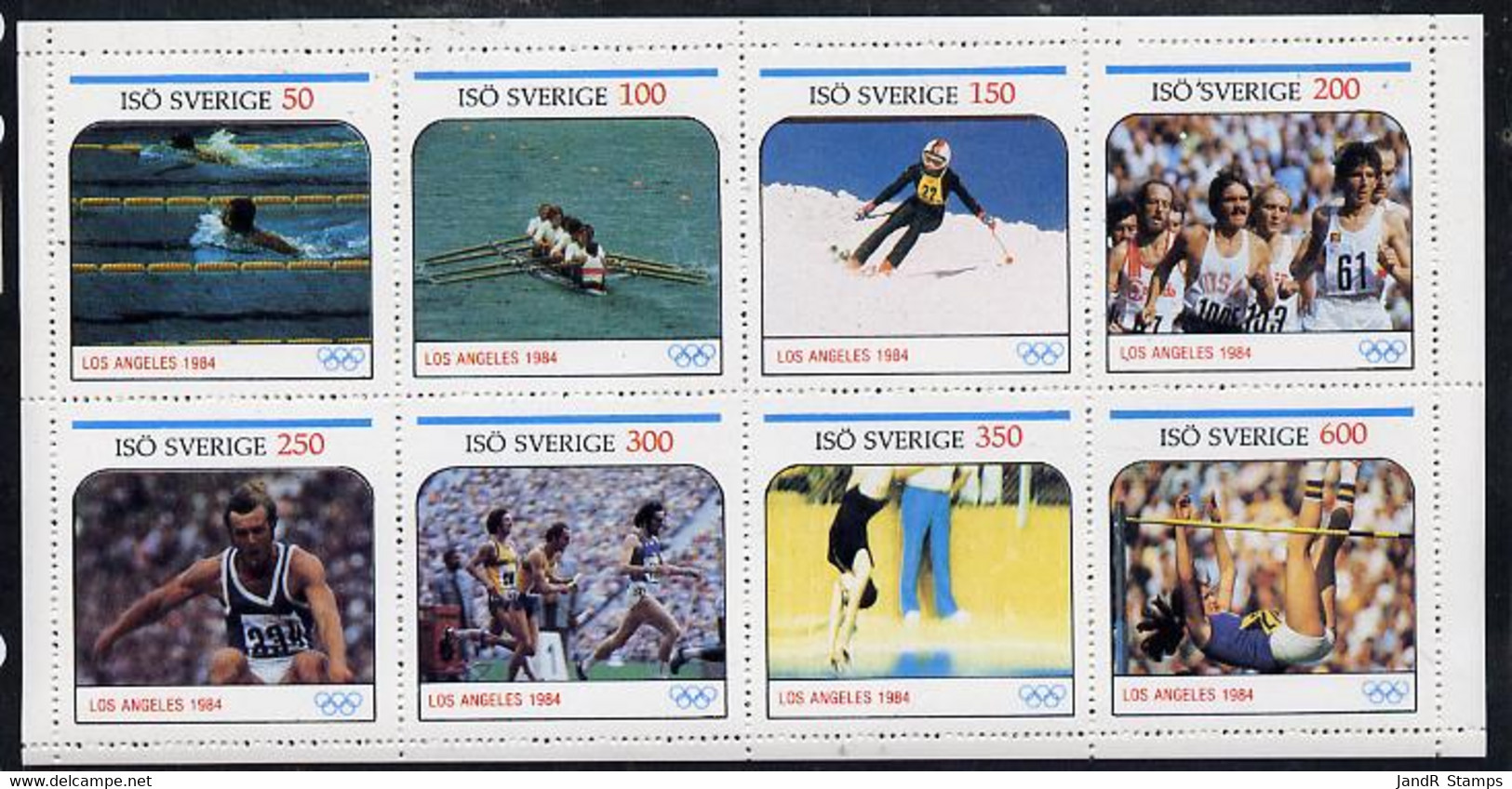 Iso - Sweden 1984 Los Angeles Olympic Games Perf  Set Of 8 Values (50 To 600) MNH - Emisiones Locales