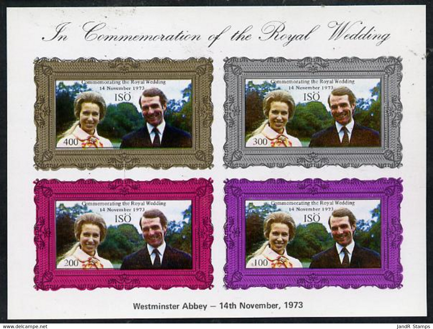 Iso - Sweden Commemoration Sheet Depicting The Iso 1973 Royal Wedding Set Of 4 MNH - Emissions Locales