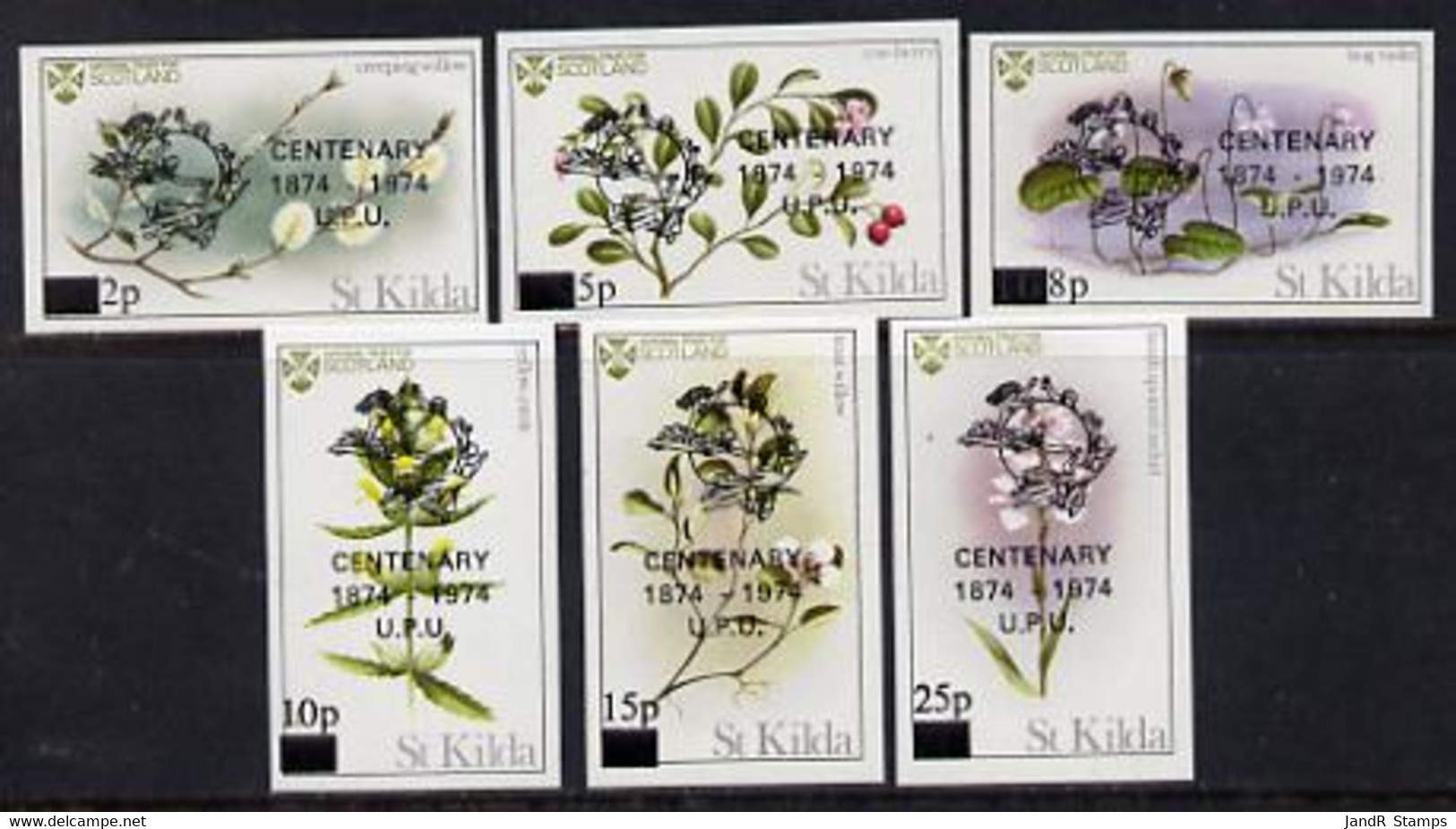 St Kilda 1974 Flowers Imperf Set Of 6 With UPU Overprints, MNH - Local Issues