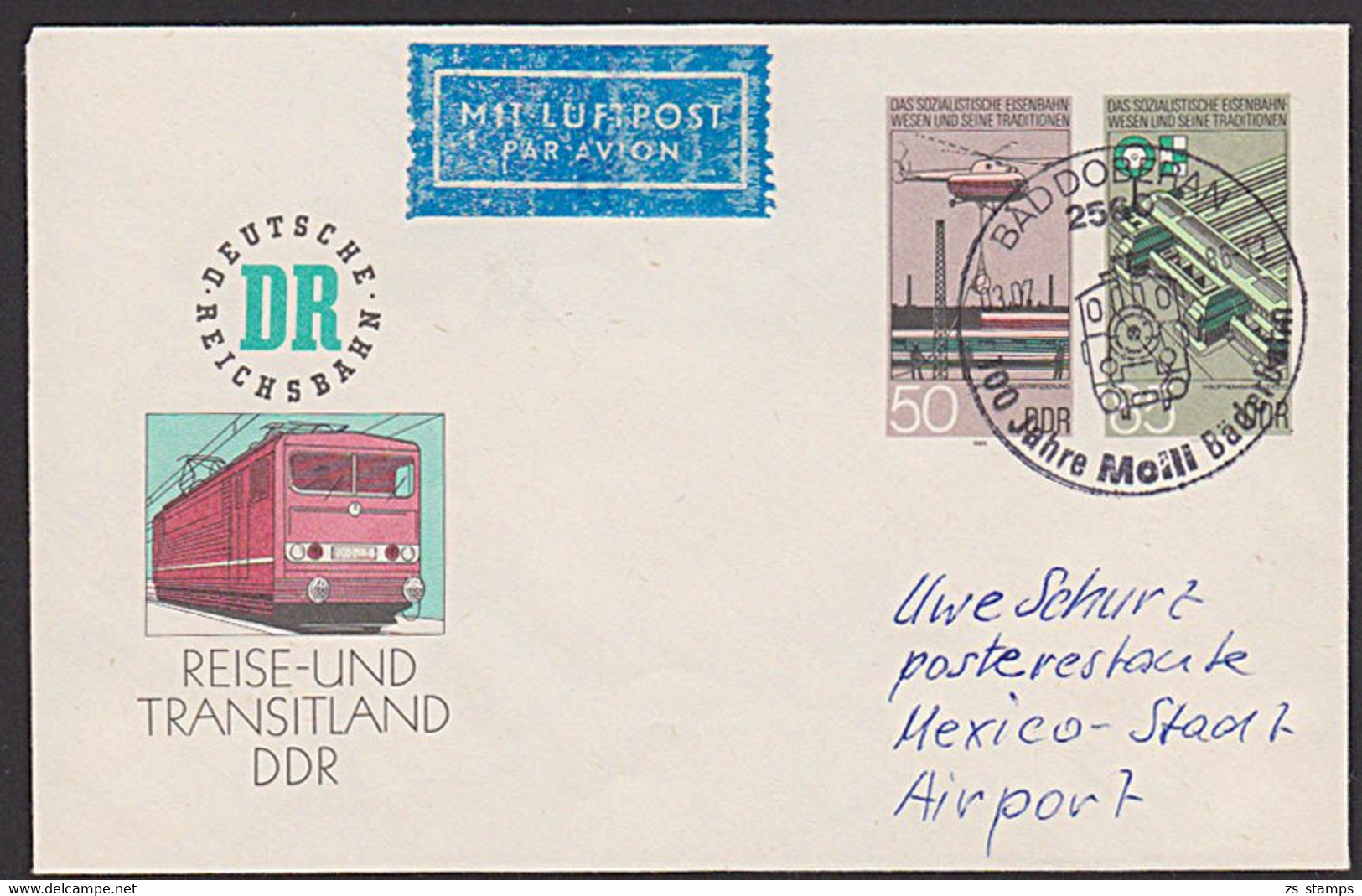 Railway, Germany DDR BAD Doberan SoSt. 100 Jahre MOLLI Bäderbahn Auf GA U3, Leipzig Hauptbahnhof - Covers - Used