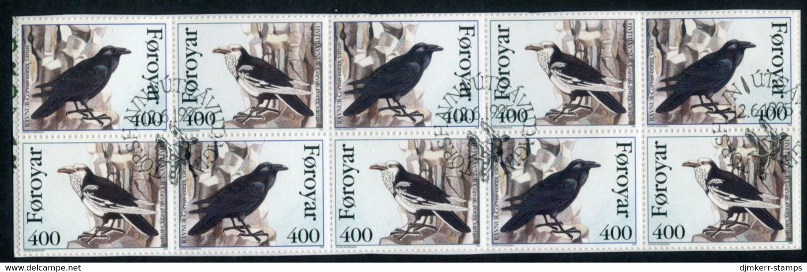 FAROE ISLANDS 1995 Faeroese Ravens Se-tenant Block Ex Booklet  Used.  Michel 283-84 - Faroe Islands