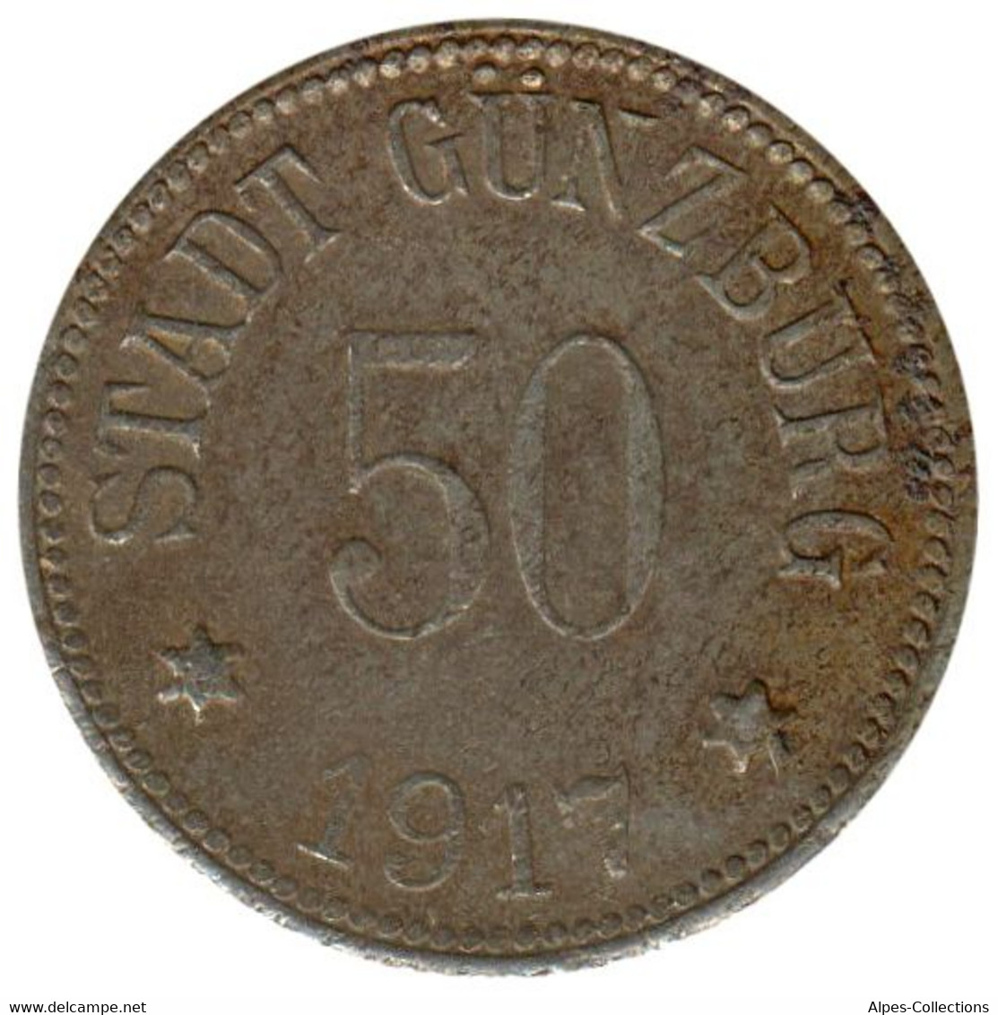 ALLEMAGNE - GUNZBURG - 50.1 - Monnaie De Nécessité - 50 Pfennig 1918 - Monétaires/De Nécessité