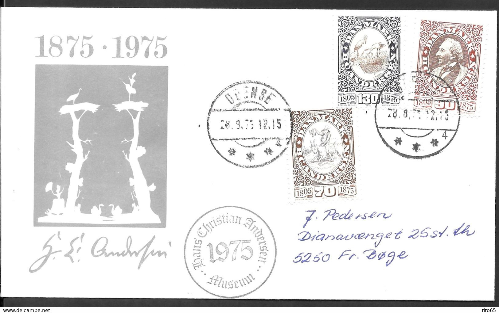 JP AFA   594-96   1975    Denmark Letter - Maximumkarten (MC)
