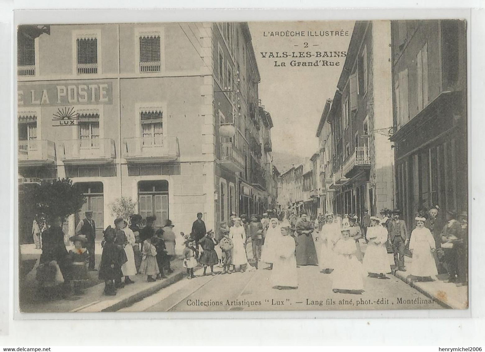 07 L'ardèche Illustrée Vals Les Bains La Grande Rue Animée Ed Lang A Montélimar - Vals Les Bains