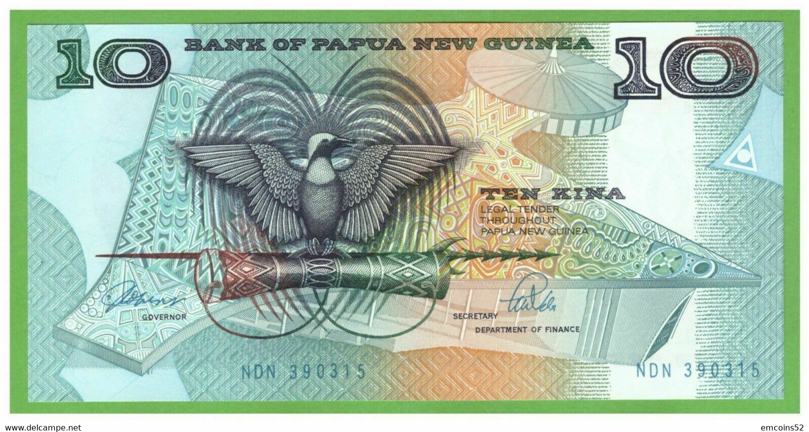 PAPUA NEW GUINEA 10 DOLLARS 1989/1992  P-9b  UNC - Papua New Guinea