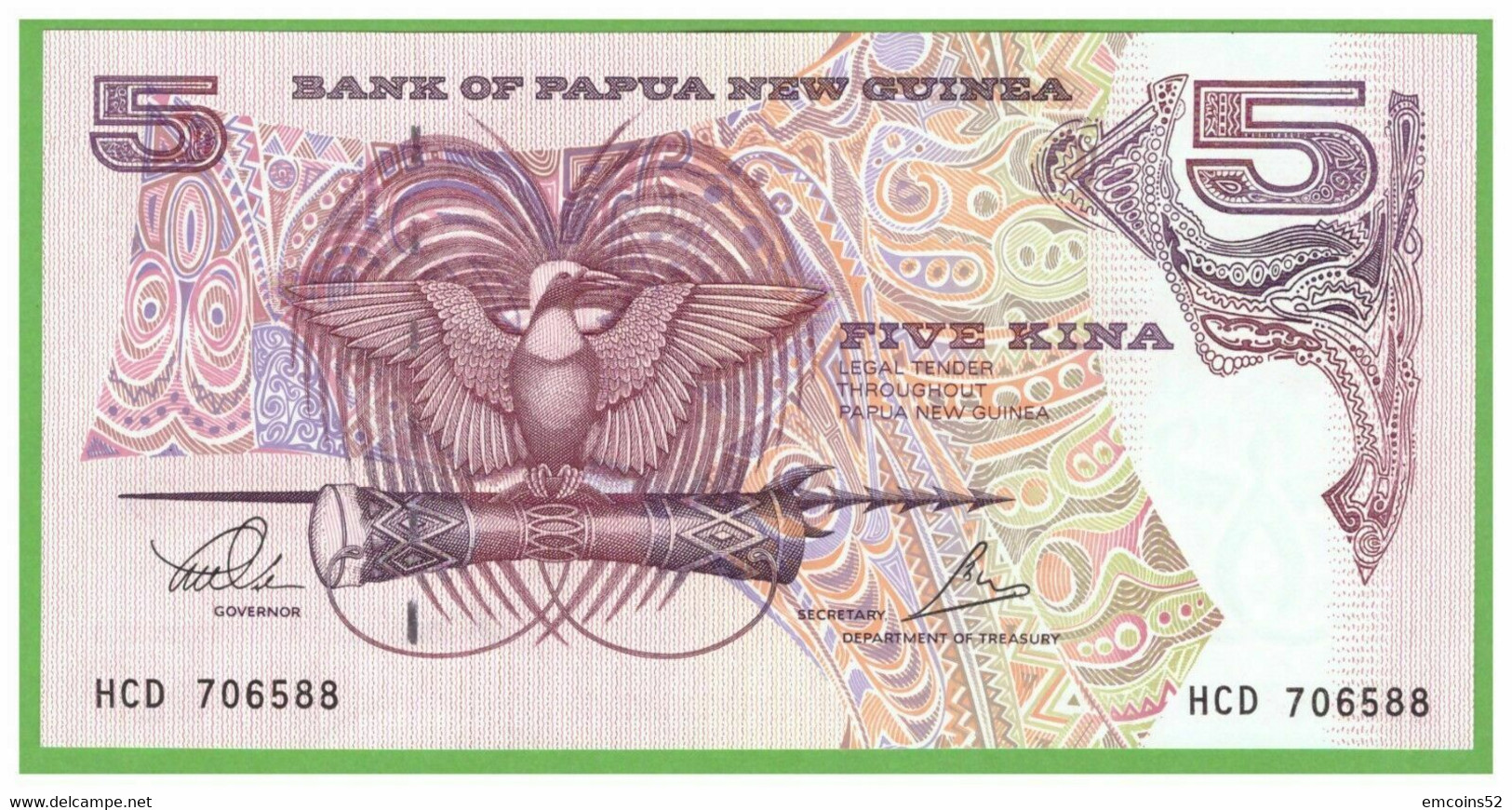 PAPUA NEW GUINEA 5 DOLLARS 2000  P-13c  UNC - Papoea-Nieuw-Guinea