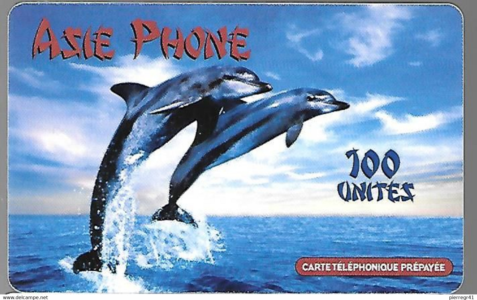 CARTE-PREPAYEE-ASIE PHONE-100U-DAUPHINS-01/04 /2002-V° Code Sur Fond Blanc-Gratté-T BE- - Dauphins