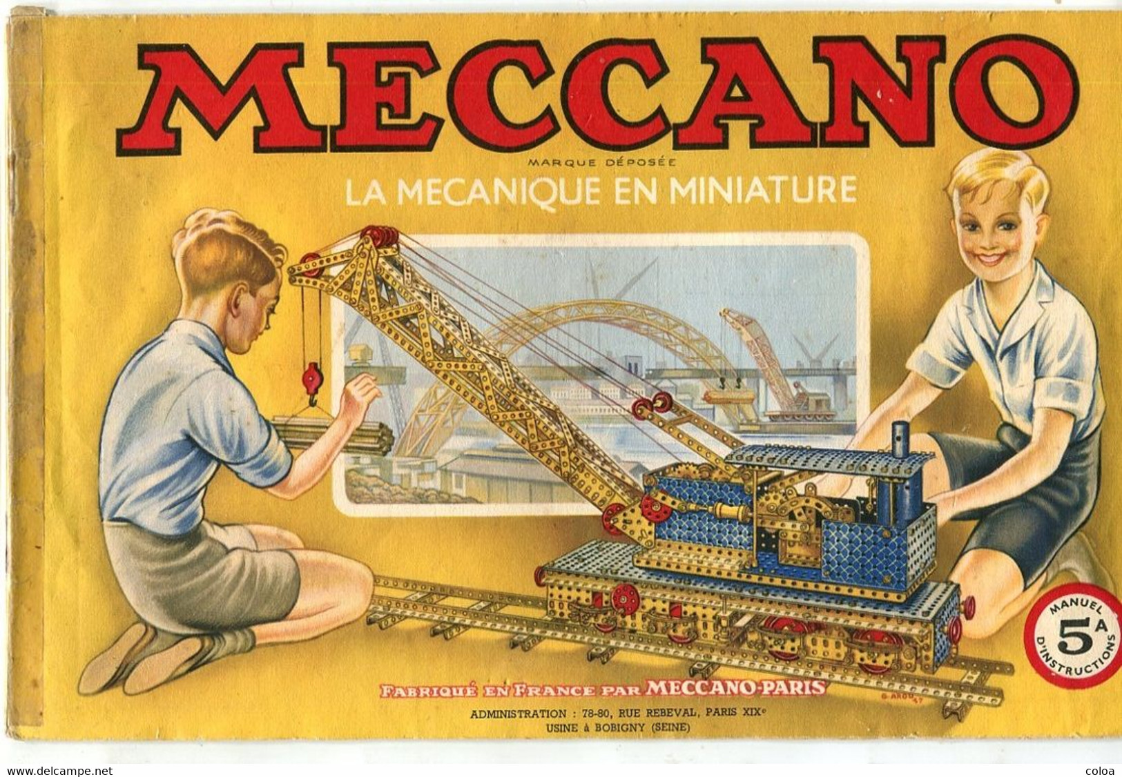 Catalogue Manuel D'instructions MECCANO 5 A 1950 - Meccano