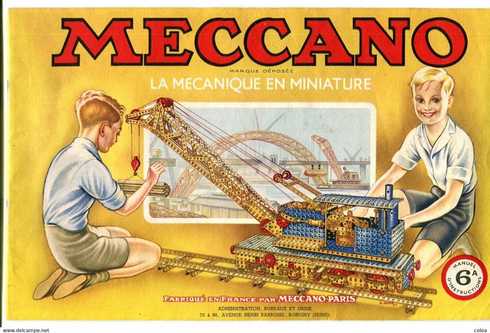 Catalogue Manuel D'instructions MECCANO 6 A 1952 - Meccano