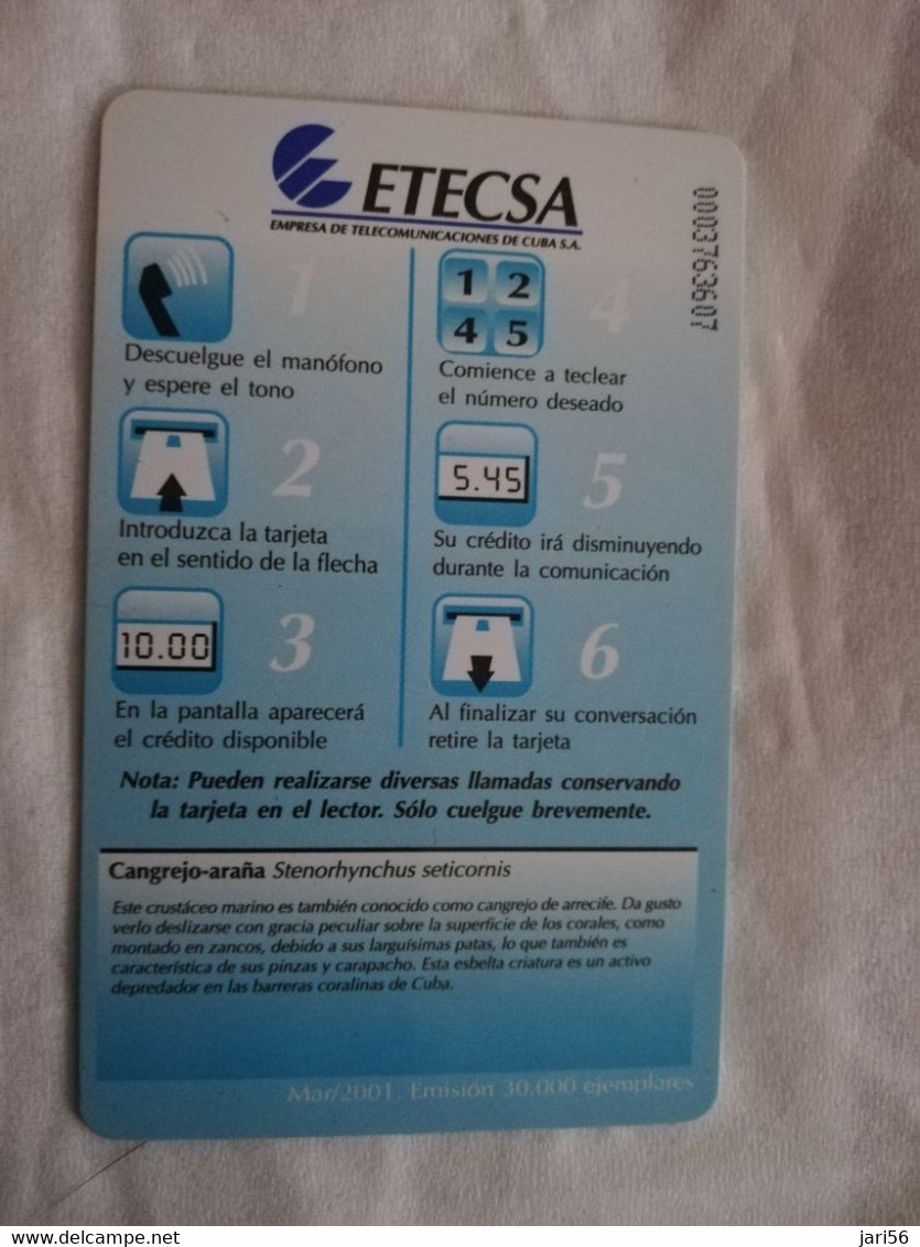CUBA $20,00 CHIPCARD  CANGREIO-ARANA     Fine Used Card  ** 6797** - Cuba