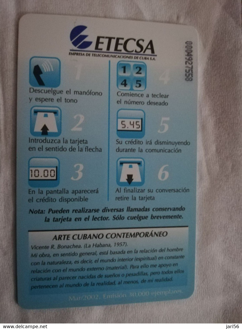 CUBA $5,00  CHIPCARD   VICENTE R BONACHEA        Fine Used Card  ** 6809** - Kuba
