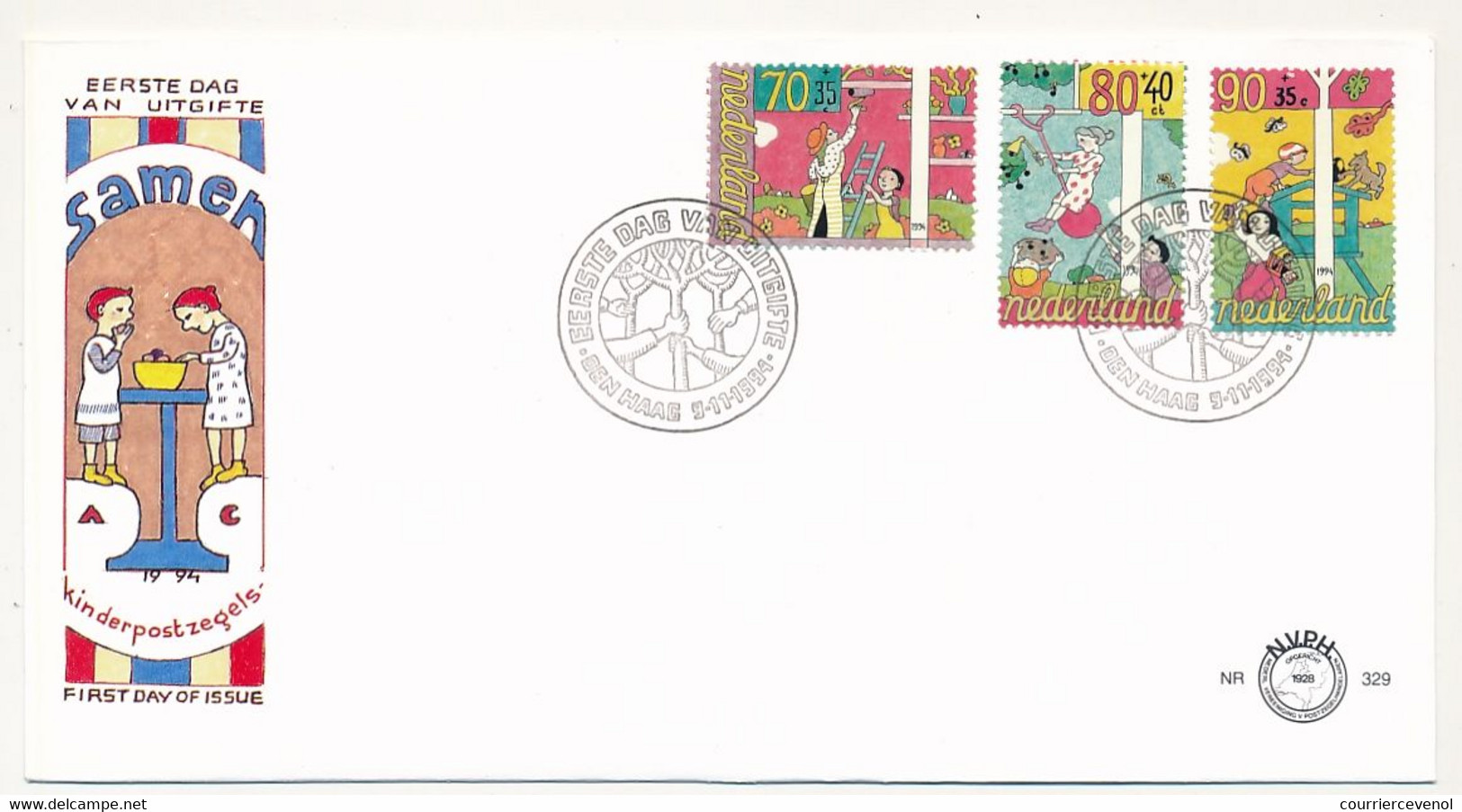 PAYS BAS - 2 Enveloppes FDC - "Enfance" (Child Series) - 9 / 11 / 1994 - FDC