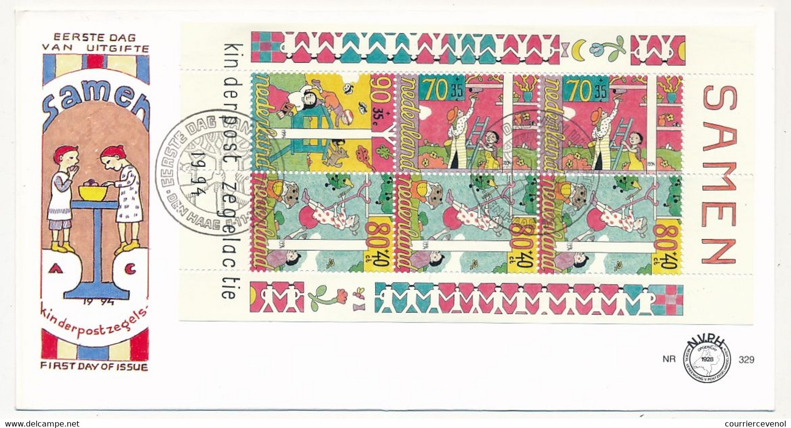 PAYS BAS - 2 Enveloppes FDC - "Enfance" (Child Series) - 9 / 11 / 1994 - FDC