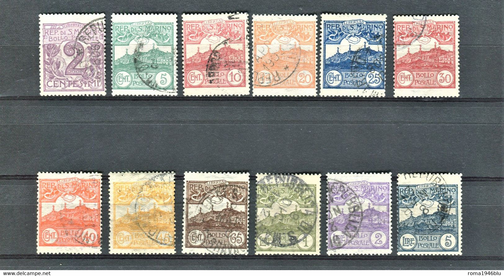 SAN MARINO 1903 CIFRA O VEDUTA SERIE CPL. USAT - Used Stamps