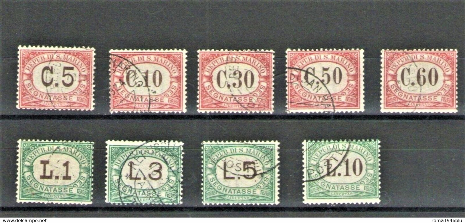 SAN MARINO 1924 SEGNATASSE COLORI CAMBIATI SERIE CPL. USATA - Timbres-taxe