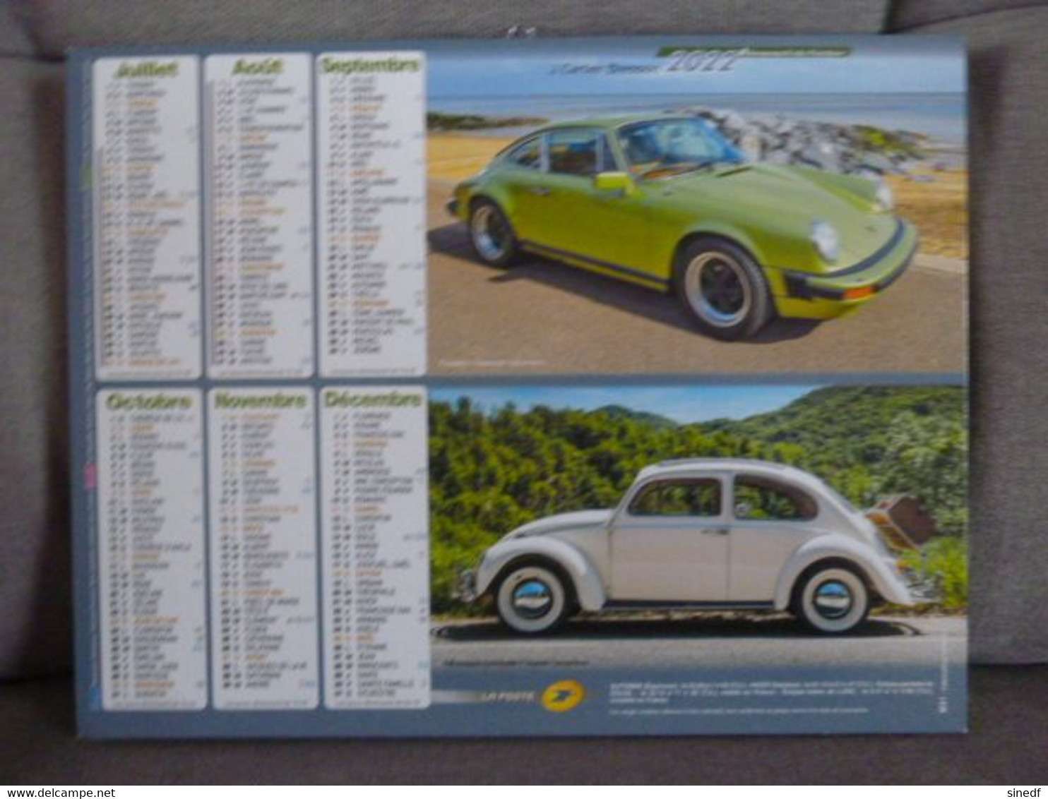 Calendrier 2022 Almanach Voiture Porsche, Volkswagen Coccinelle, Ferrari GTO Mercedes Benz  Facteur  Sarthe La Poste PTT - Grand Format : 2001-...