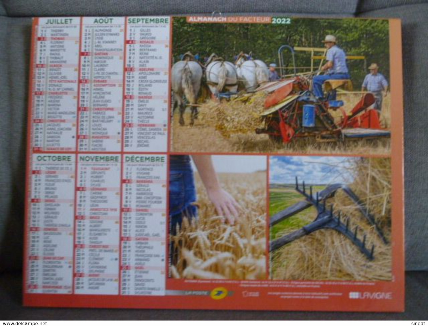 Calendrier 2022 Almanach Fête Battage Blé ANGRIE Et FONTAINE GUERIN Maine Et Loire Facteur Intérieur Sarthe La Poste PTT - Grand Format : 2001-...