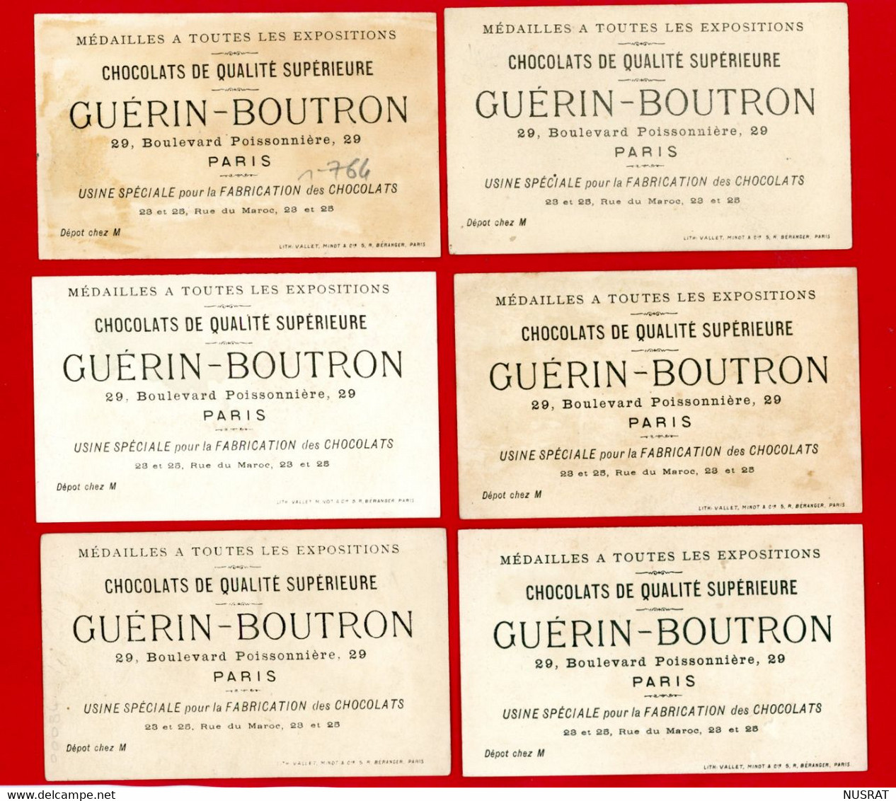 Chocolat Guérin Boutron Lot De 6 Chromos, Thèmes Divers, Enfants, Lith. Vallet Minot, Voir Scans Pour Détail - Guérin-Boutron