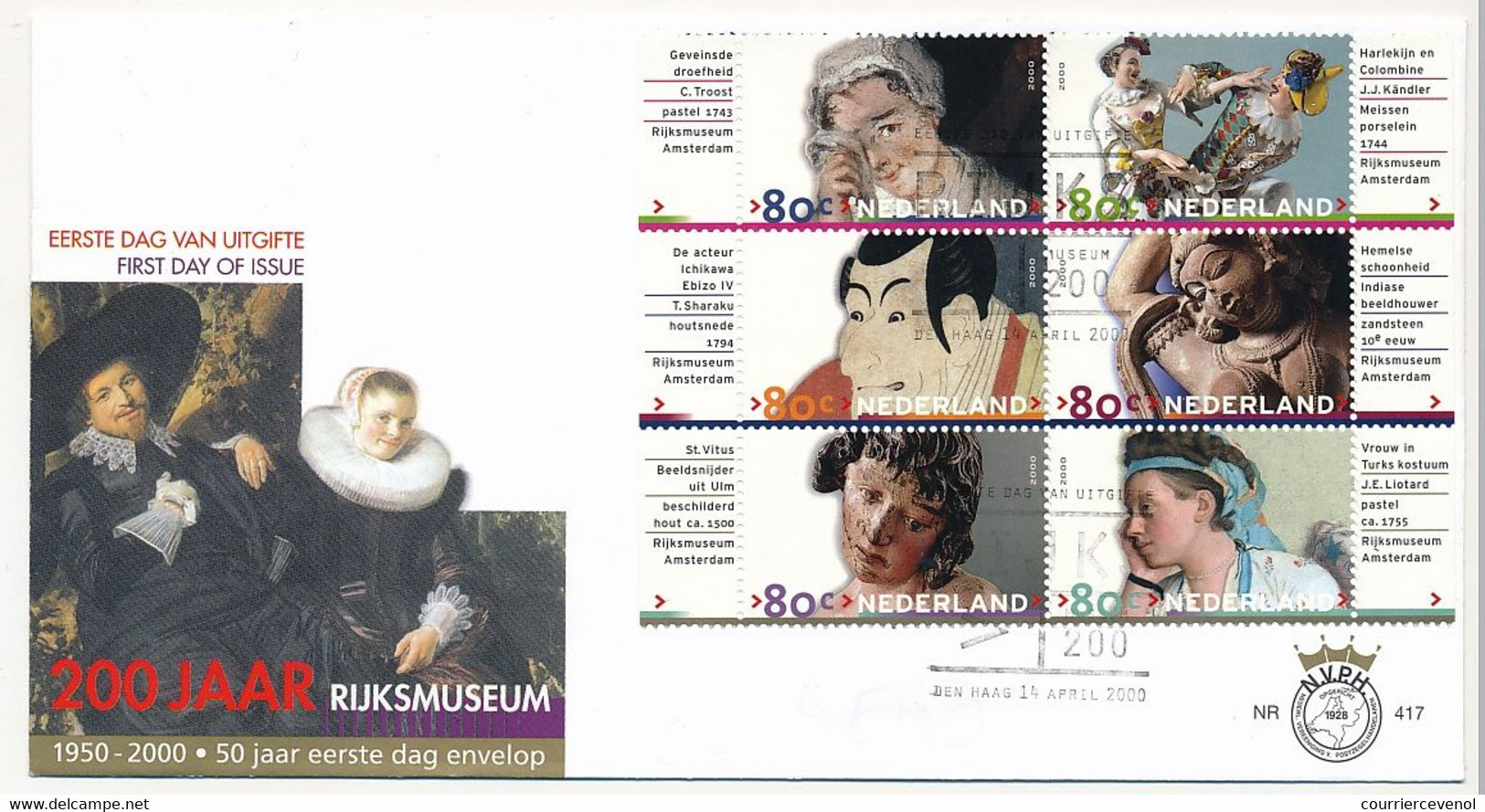 PAYS BAS - 2 Env. FDC - "200 Years National Museum - Rembrandt's" - 14 Avril 2000 - FDC